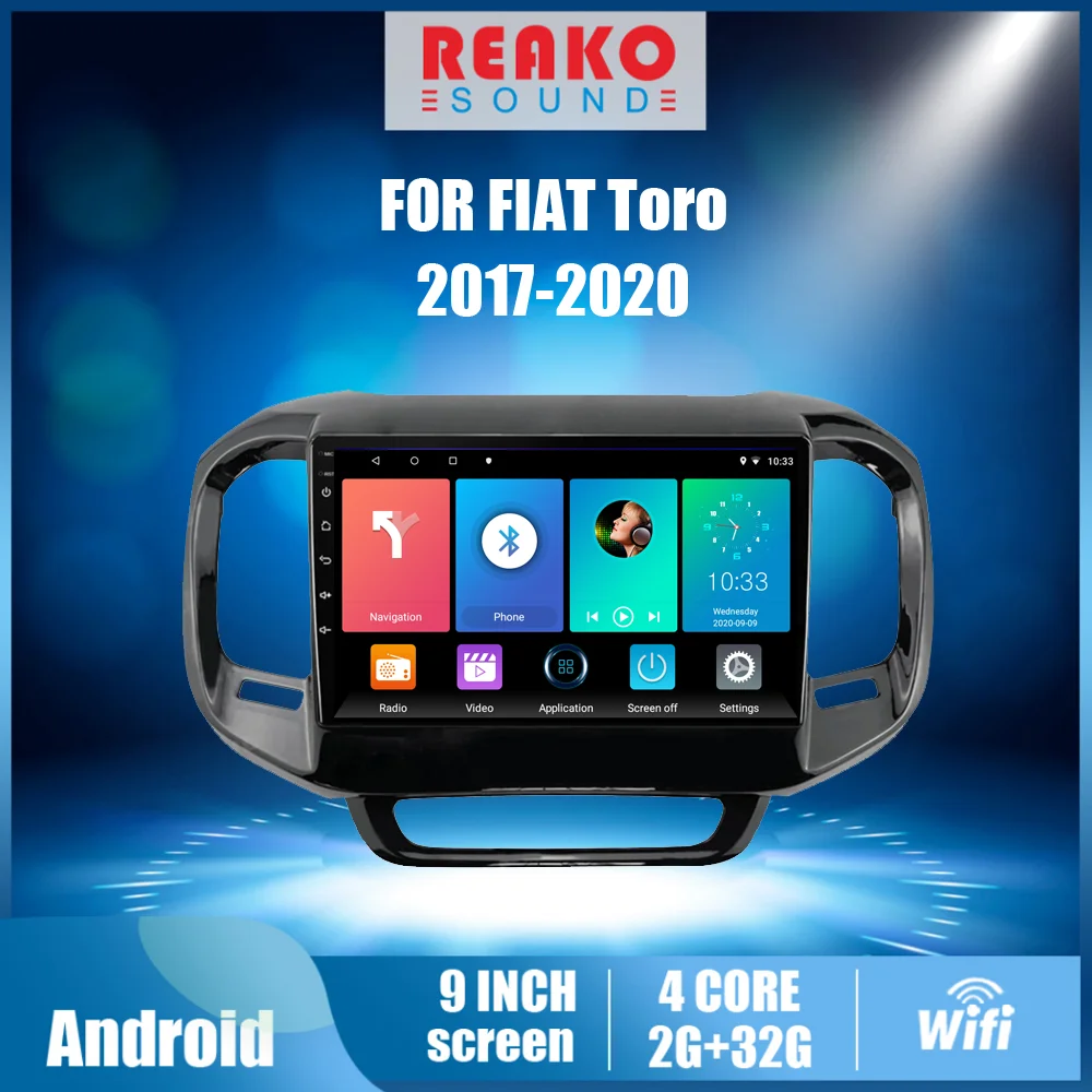 

4G Carplay For FIAT Toro 2017- 2020 9" 2 Din Android Car Multimedia Player Wifi Navigation GPS Head Unit Stereo With Frame