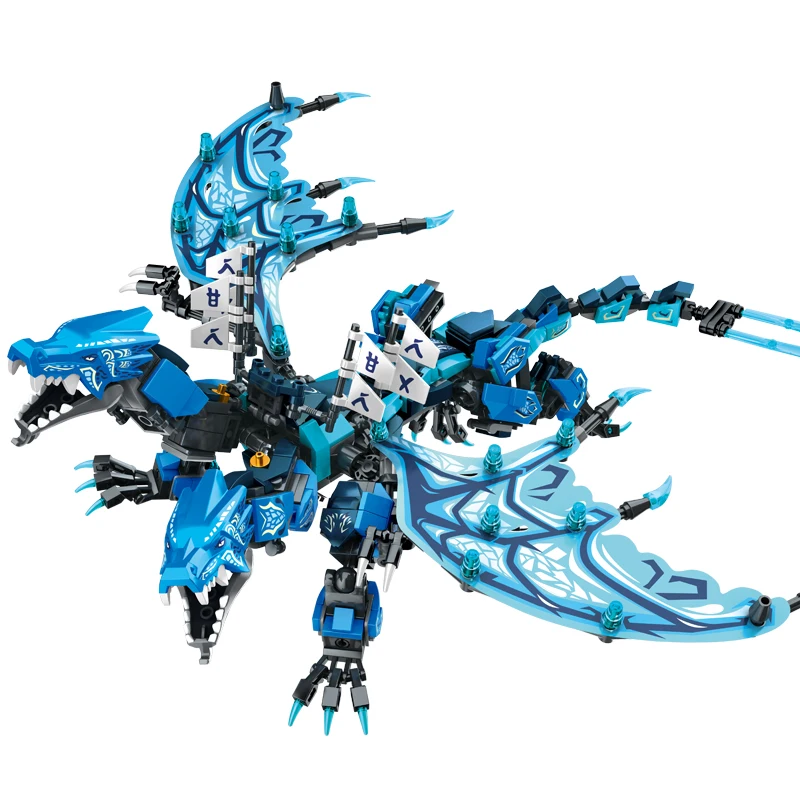 Juego de bloques de construcción modelo Ninja Legacy Water Dragon Attack, juguete de construcción con dos cabezas de dragón azul, modelo clásico de película, regalo para niños
