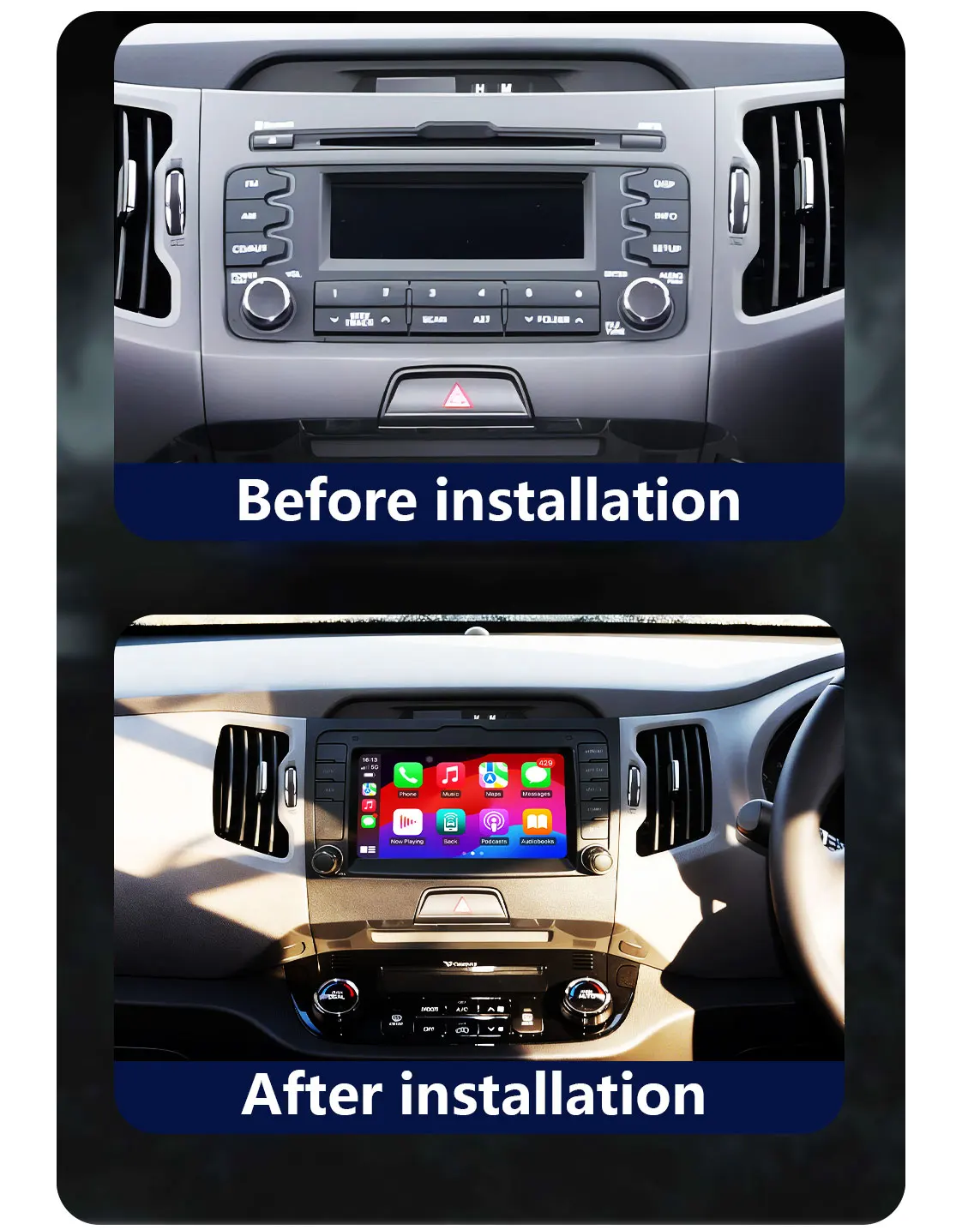 Фото Радиоприемник CHSTEK с беспроводным Carplay для Kia Sportage R 3 SL 2010 2011 2012-2015 2016, автомобильный мультимедийный проигрыватель Android с Wi-Fi, Bluetooth и GPS №3