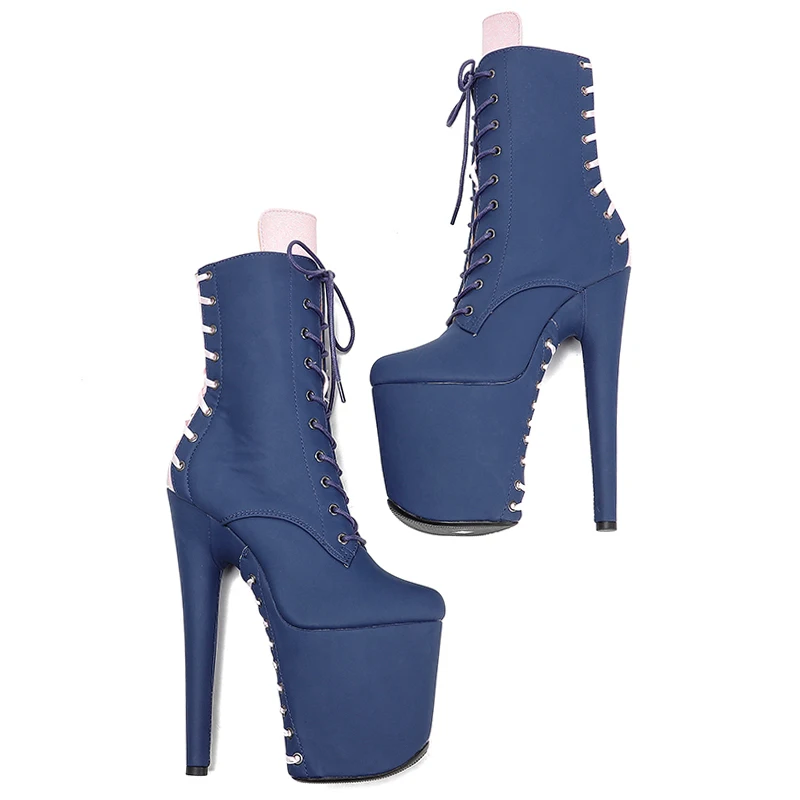 Leecabe  20CM/8inches PU Upper  material High Heel platform Pole Dance boot  fastion shoes