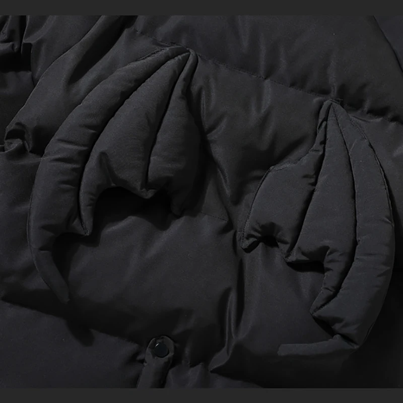 Куртка мужская с капюшоном теплый пуховик в стиле хип-хоп принтом дьявольских