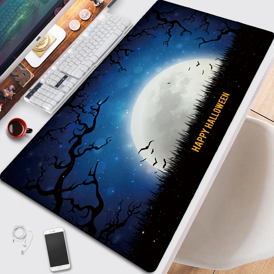 

Halloween New Year Gift Art HD Printing XXL Mouse Pad Gamer Accessory Hot Large Computer Lock Edge Keyboard Mat Anime Cartoon
