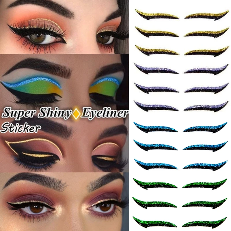 

Eyelid Line Stick Reusable Shining Eyeliner Stickers Cat Eye Makeup Double Eyelid Sticker Eyeliner Makeup Sticker 6pcs/set
