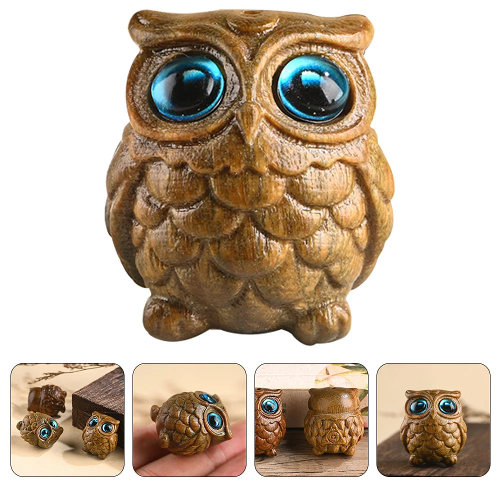 

Household Owl Statue Wooden Carving Statue Wooden Animal Carving Ornament Home Decor