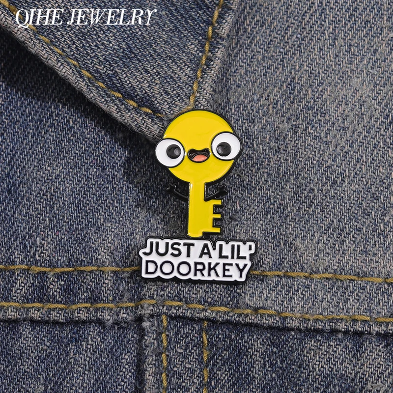 Забавные мультяшные Броши Just A Lil в виде двери и ключа декоративный значок на