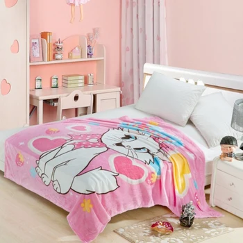 Disney Marie Cat Coral Fleece Fuzzy Blankets on Bed/Sofa Air Condition Sleeping Cover Bedding Throws Bedsheet for Kids Girls