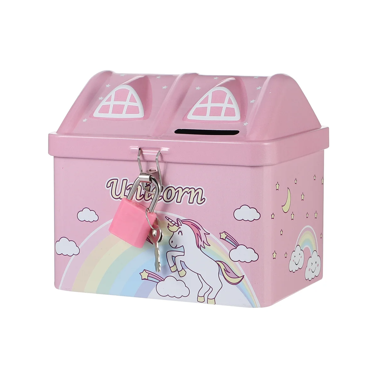 

Bank Piggy Money Coin Saving Box Pot Kids Cartoon Jar Metal Lock Animal House Storage Girls Banks Children Iron Big Savings Girl
