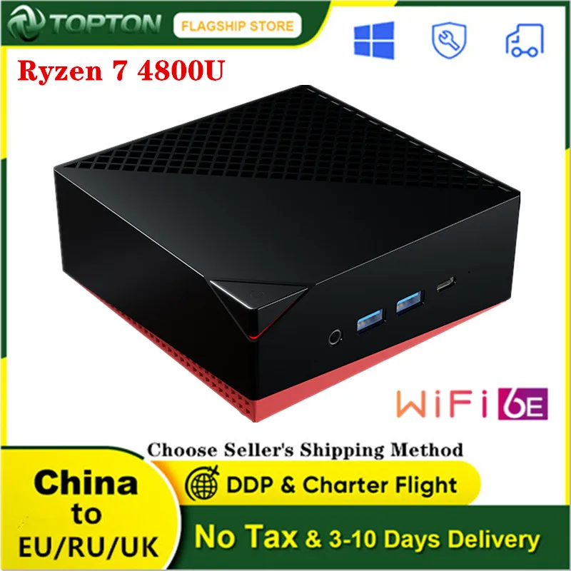 TOPTON NUC AMD Mini PC Windows 11 Ryzen 7 4800U 5600U Vega Graphic 2*DDR4 NVMe SSD Desktop Gaming Computer Pro 3x4K HTPC WiFi BT