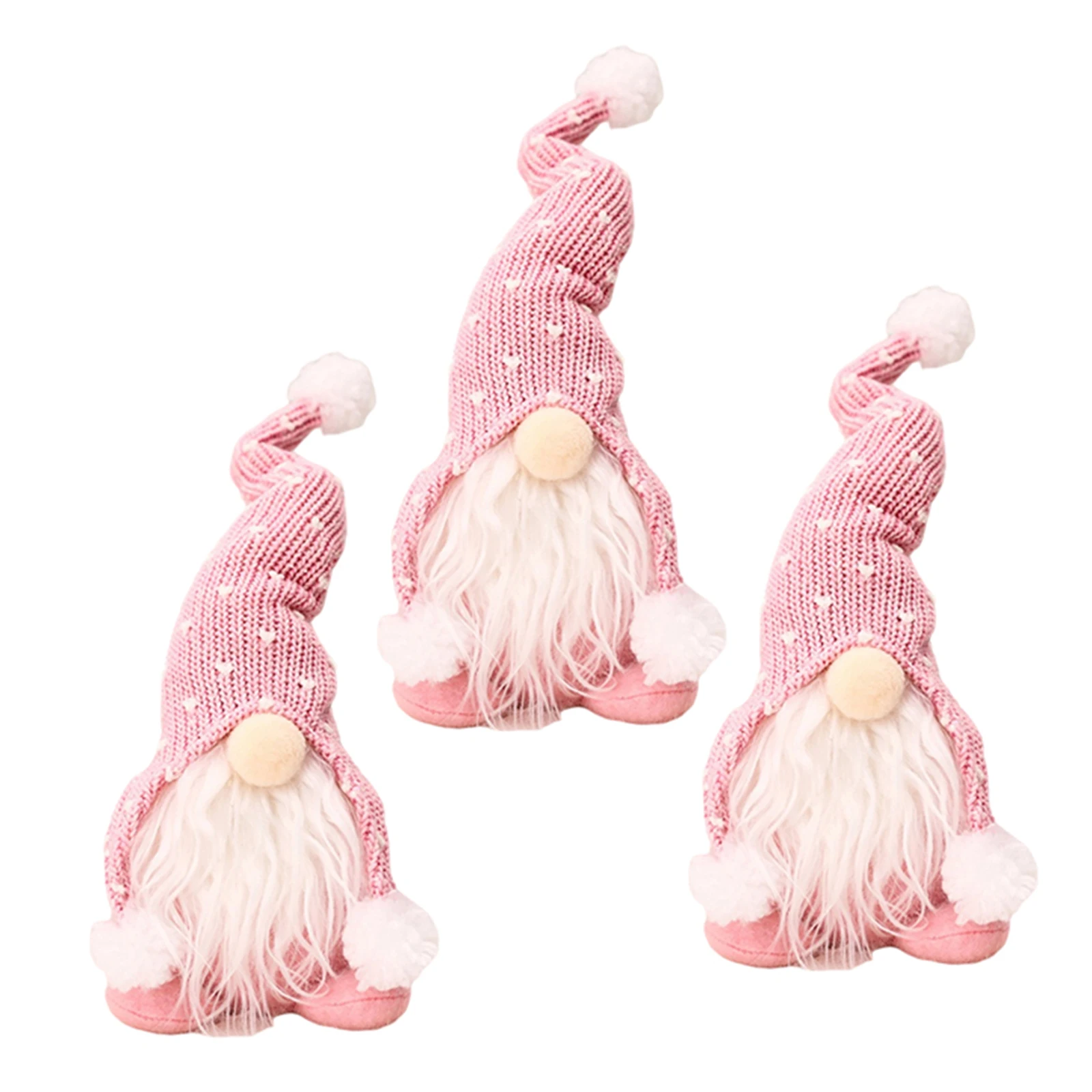 

Pink Plush Christmas Gnome Pink Soft Faceless Plush Doll Xmas Figurine for Home Kitchen Decor