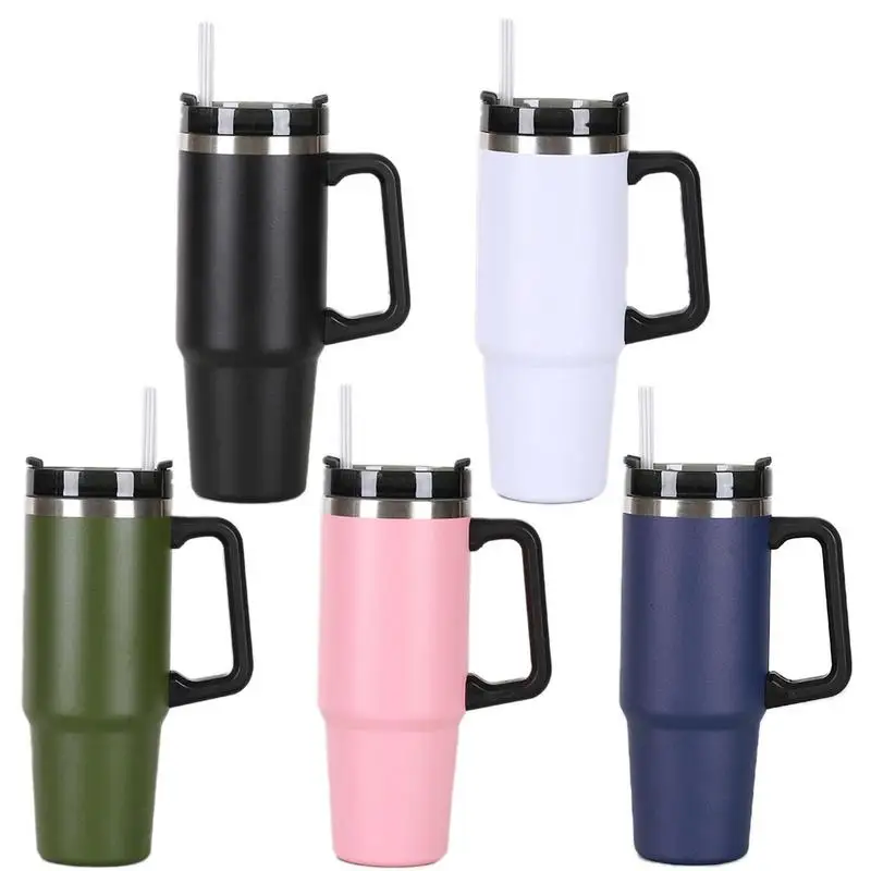 

Reusable Iced Coffee Cup for Cold Drinks Beverage,Insulated Cup with Handle and Straw Lid for 30oz Tumbler Cup Fit in Car Cup