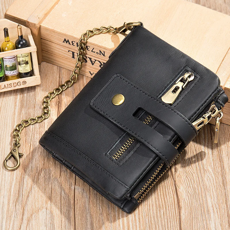 

Geunine Leather Rfid Anti-magnetic Card Holders Wallets Men Purse Vintage Short Men Purses Mini Money Bags For Women