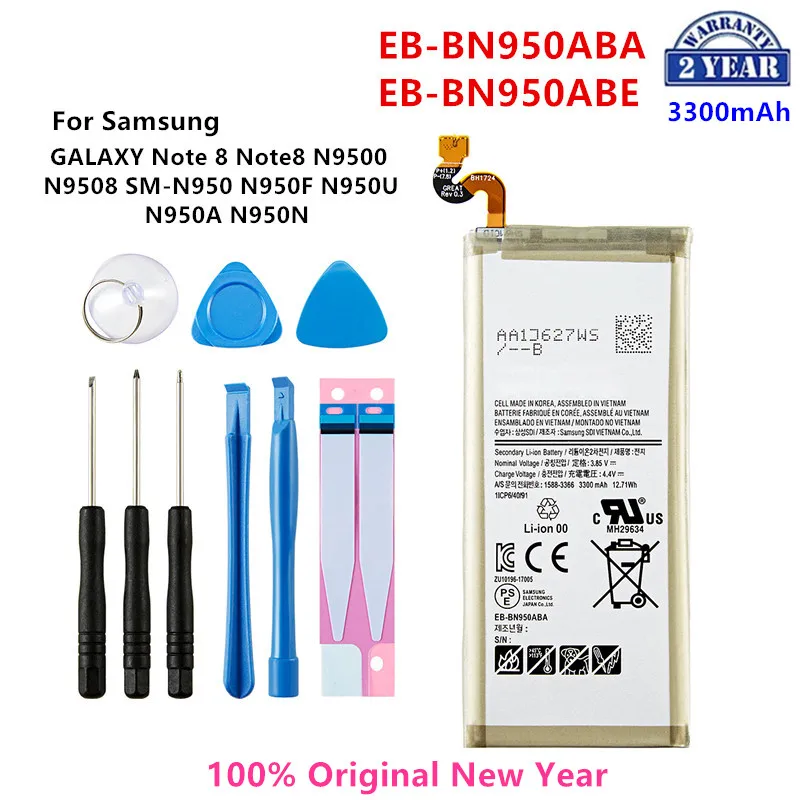 

100% Orginal EB-BN950ABA EB-BN950ABE 3300mAh Battery For Samsung GALAXY Note 8 N9500 N9508 SM-N950 N950F/U N950A N950N +Tools