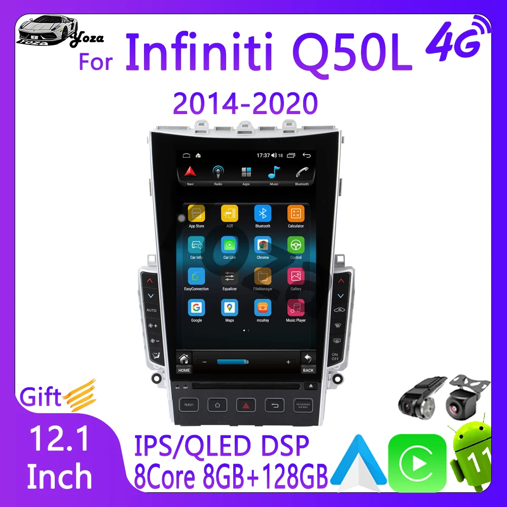 

Yoza Carplay Car Radio For Infiniti Q50L Q50 Q50s Q60 Q60s 2014-2020 Android11 Tesla Screen Multimedia Player Navigation Stereo