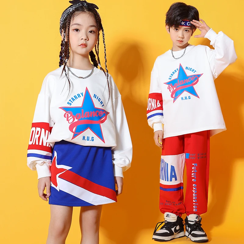 

Kids Hip Hop Showing Clothing Teenager Cheerleader Costume Sweatshirt Pants Skirt For Girls Boys Jazz Dance Costumes Clothes