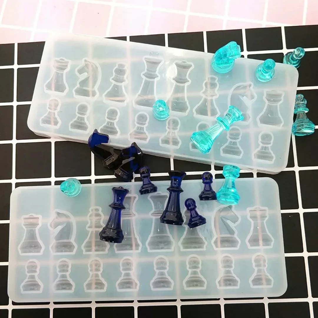 

Silicone Epoxy Resin Chess Mold Handmade Jewelry Pendant Making Mould DIY International Chess Molds Ice Cube Baking Moulds