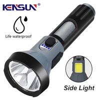 portable cob led flashlight 4 modes hard light power bank waterproof usb rechargeable absaluminum alloy camping fishing torch