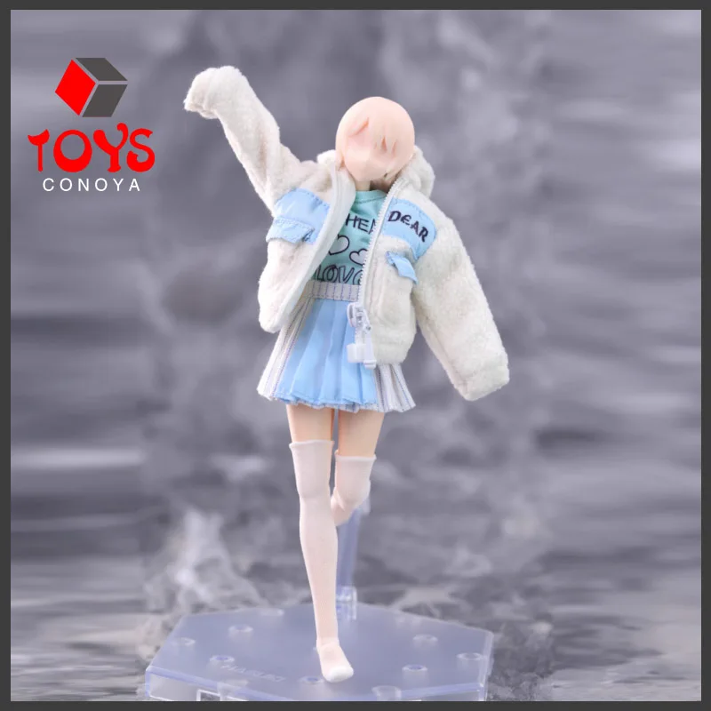 

HASUKI CS004 1/12 Female Winter Lambswool Jacket T-shirt Pleated Skirt Set Clothes Model Fit 6-inch Soldier Action Figure Body