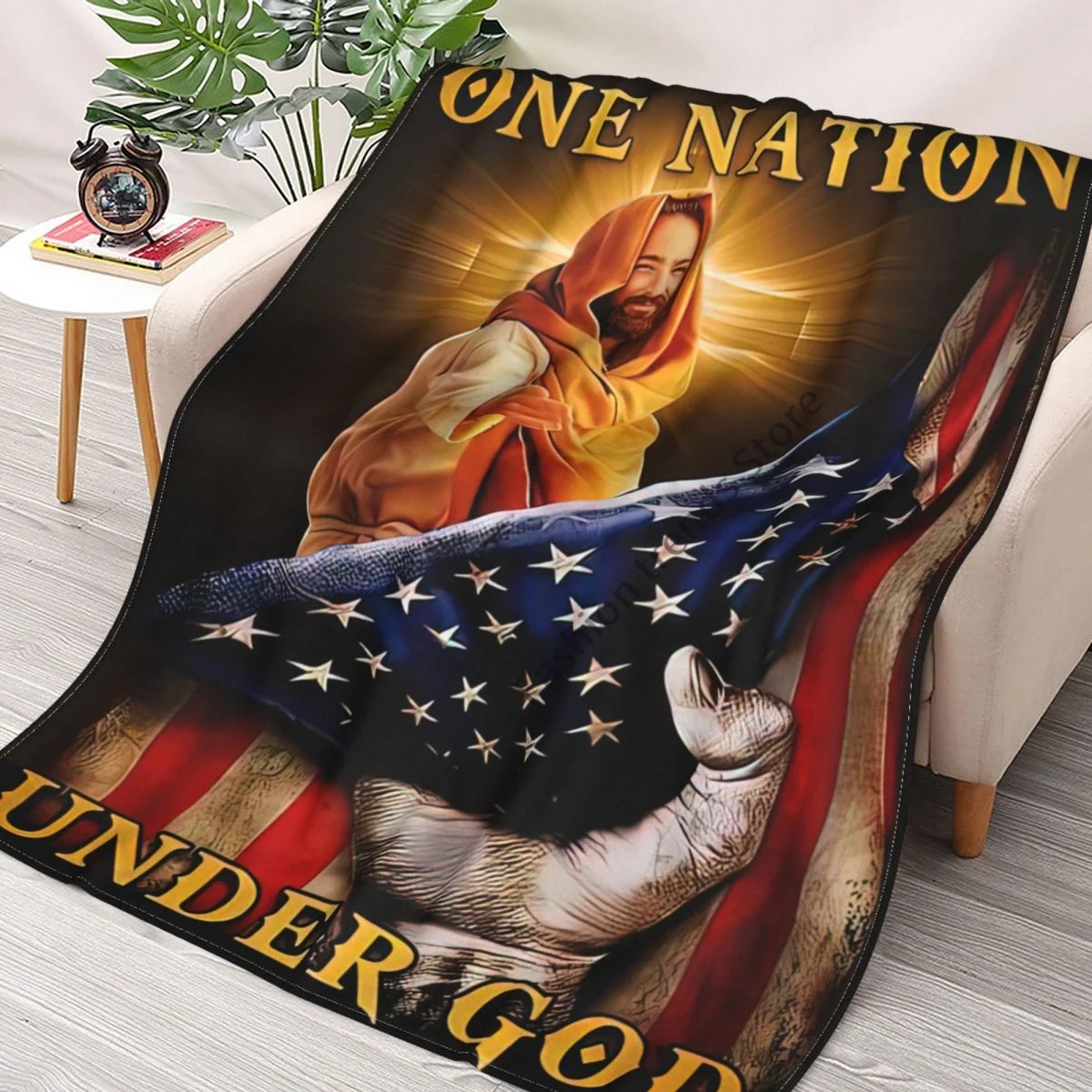 Фланелевое Флисовое одеяло с 3D-принтом в виде садового флага Иисуса Америки