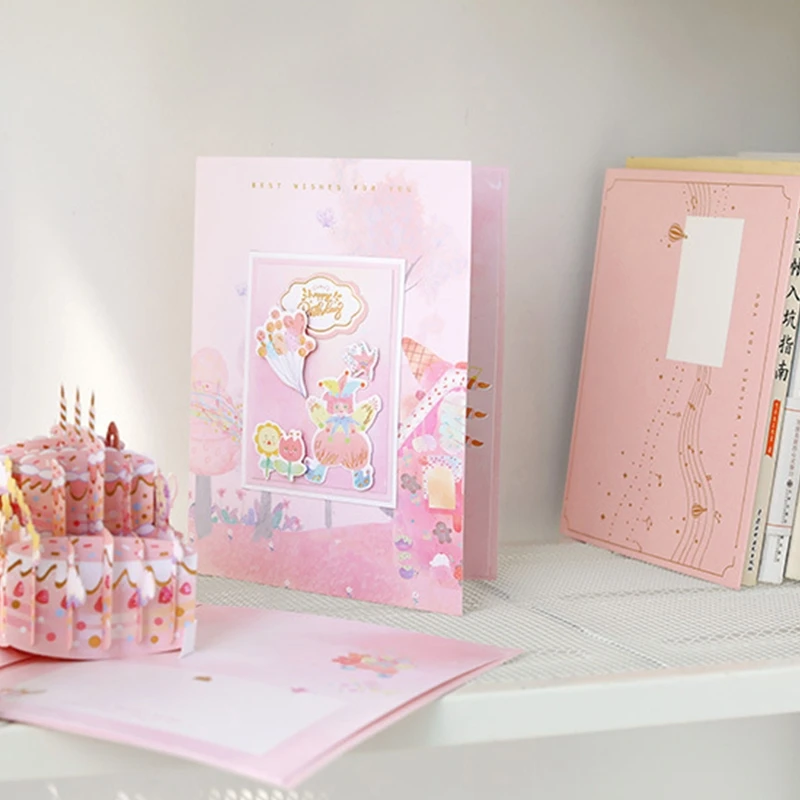 3D открытка на день рождения открытки ручной работы с выдвижным тортом