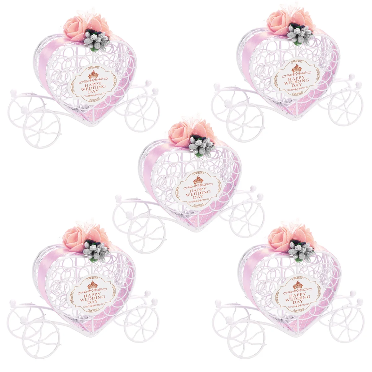 

5 Pcs Creative Candy Box Chocolate Gift Box for Halloween Christmas Wedding Birthday (Pink)