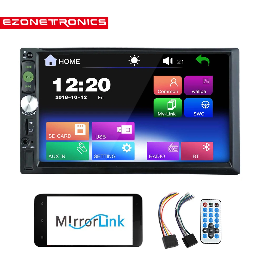 

2DIN Capacitive Touch Screen 7 inch Car Stereo Phone Link FM only Bluetooth MP3 MP4 Player with USB SD HD Decoding no dvd cd vcd