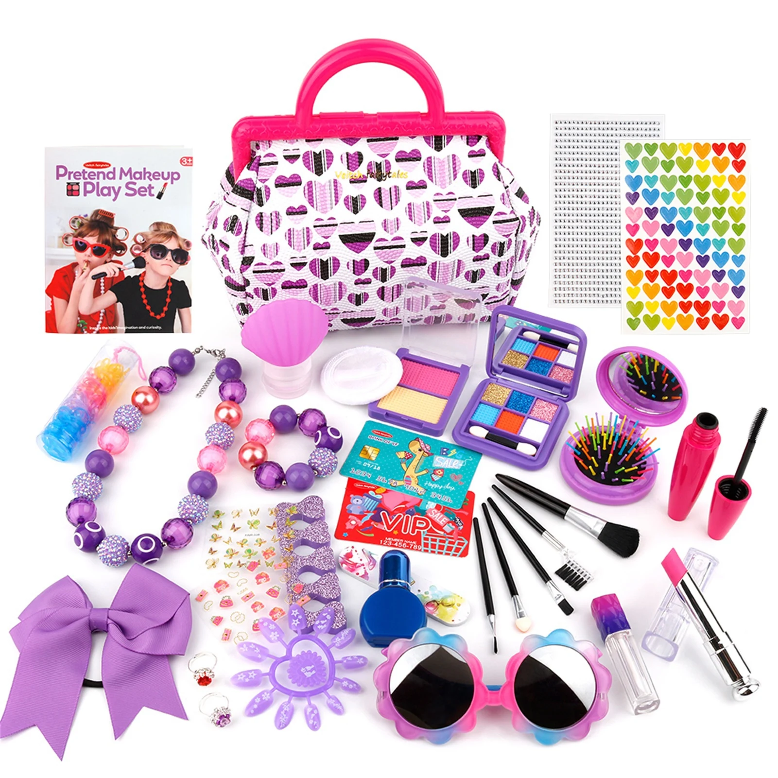 

Pretend Makeup Kit For Girls Washable Fake Makeup Set Pretend Play Makeup Set With Cosmetic Bag Holiday Birthday Gift For