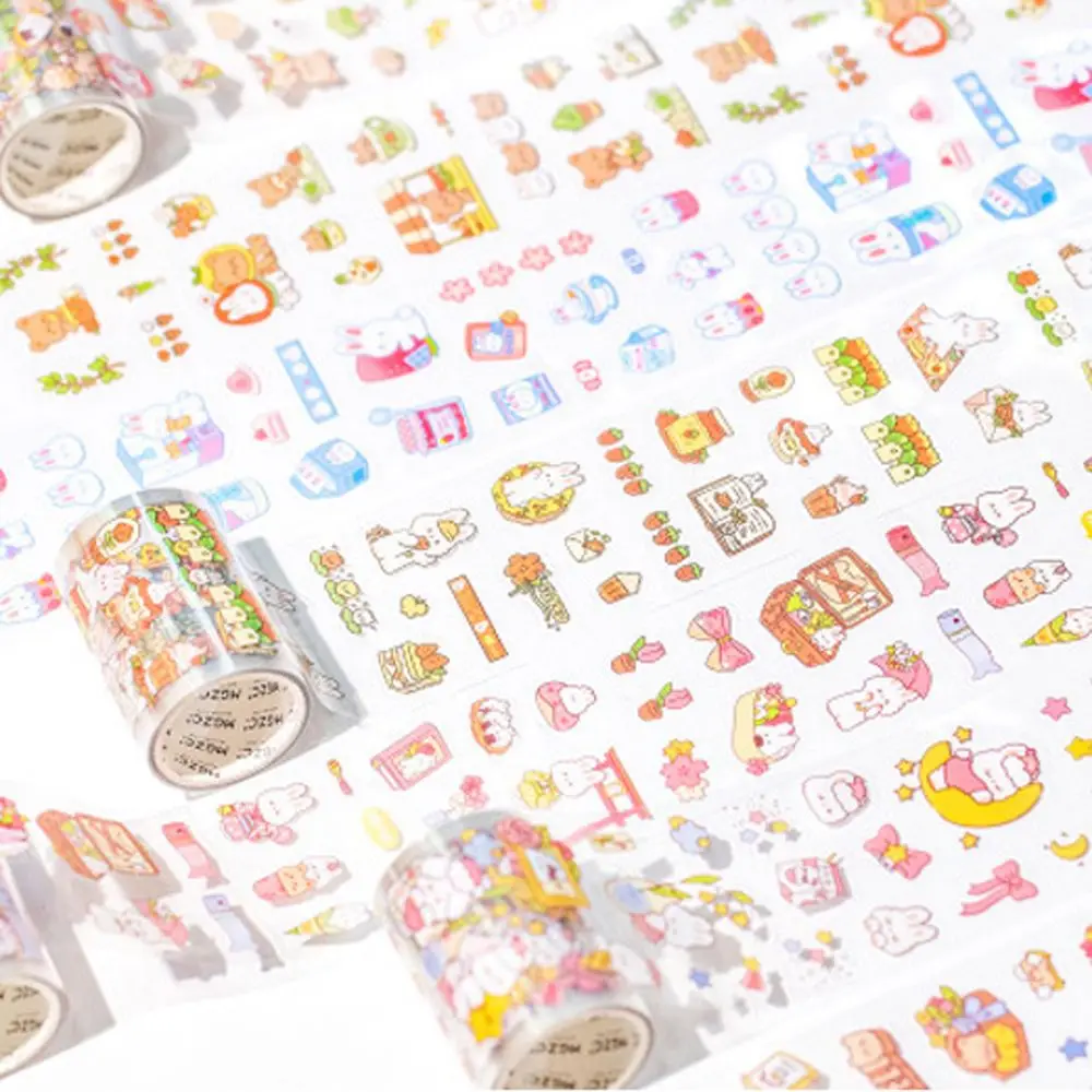 

Students Stationery Hand Account Label Tape Adhesive Tape Kawaii Bunny Bear Series Decorative Tape Masking Tape