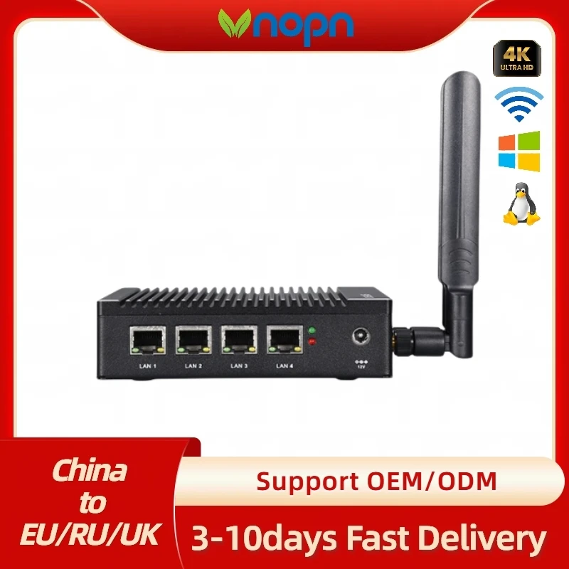 

Vnopn Micro Firewall Appliance 4x Intel 2.5GbE i225 LAN, Fanless Mini PC J4125 WIFI Quad-core Soft Router AES-NI