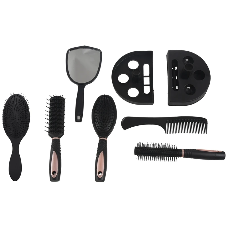 

1X Salon Detangling Hair Comb For Women Men Hair Bush Black & 5Pcs Hair Brushes Comb Set Women Ladies Hair