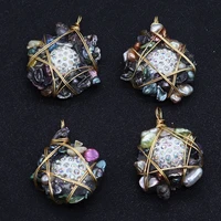 natural pearl pendant rhinestones shine beautifully wrapped brazilian reiki stone gravel pendant diy making supplies crafts