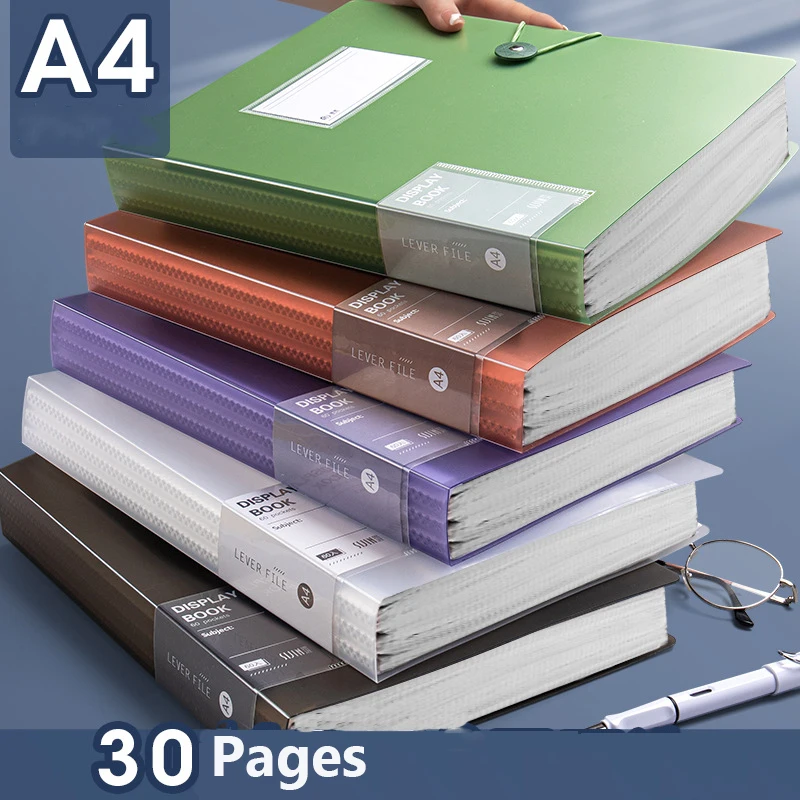 

30 Pages Large Capacity File Folder A4 Organizer Bag Waterproof Data Book Folder for Documents School Office Supplies Stationery