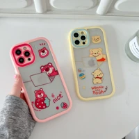 cartoon winnie the pooh lots o huggin bear phone case for iphone 13 12 11 pro max x xr xs camera protection color border cover