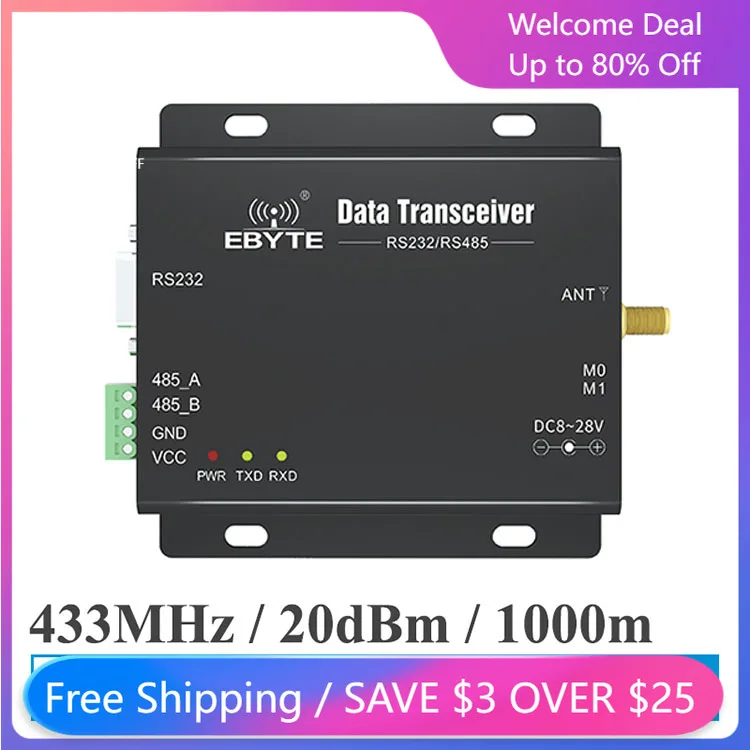 

RS485 Full Duple 100mw 433MHz Point-to-point Transmission Industrial Iot Fhss Tdd Wireless Transmitter Receiver E62-DTU(433d20)