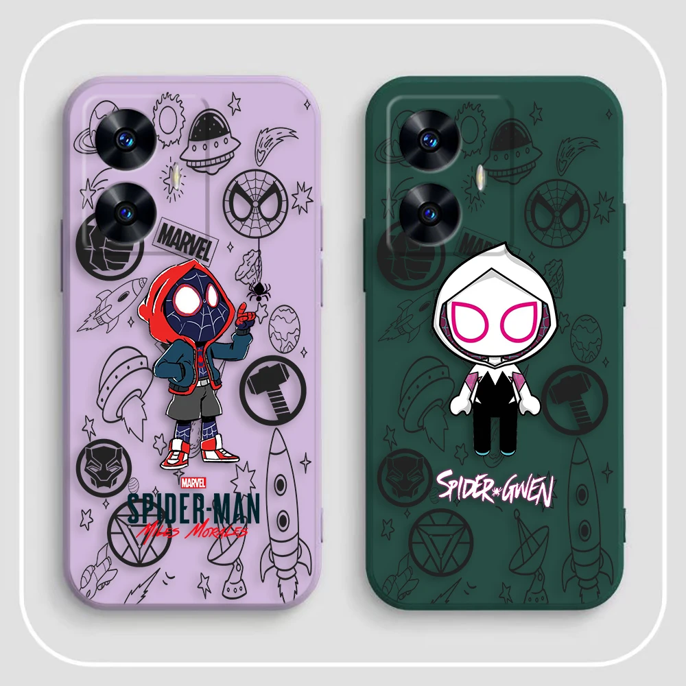 Чехол для телефона с рисунком Marvel Spider-Man Groot Realme C65 C63 C53 C35 C55 C33 C30 C21Y C20 C12 C11 GT 2 XT NARAO 20