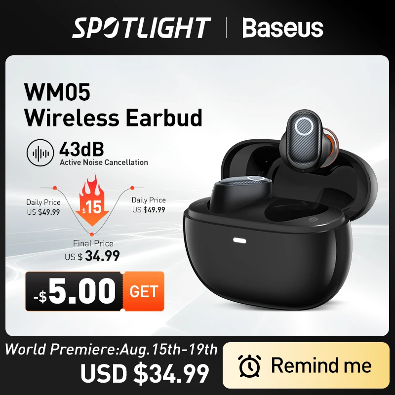  Baseus Bowie WM05 ANC беспроводные наушники Hybrid 43dB TWS наушники 4-микс шумоподавление наушники Bluetooth 5,2 HiFi наушники 