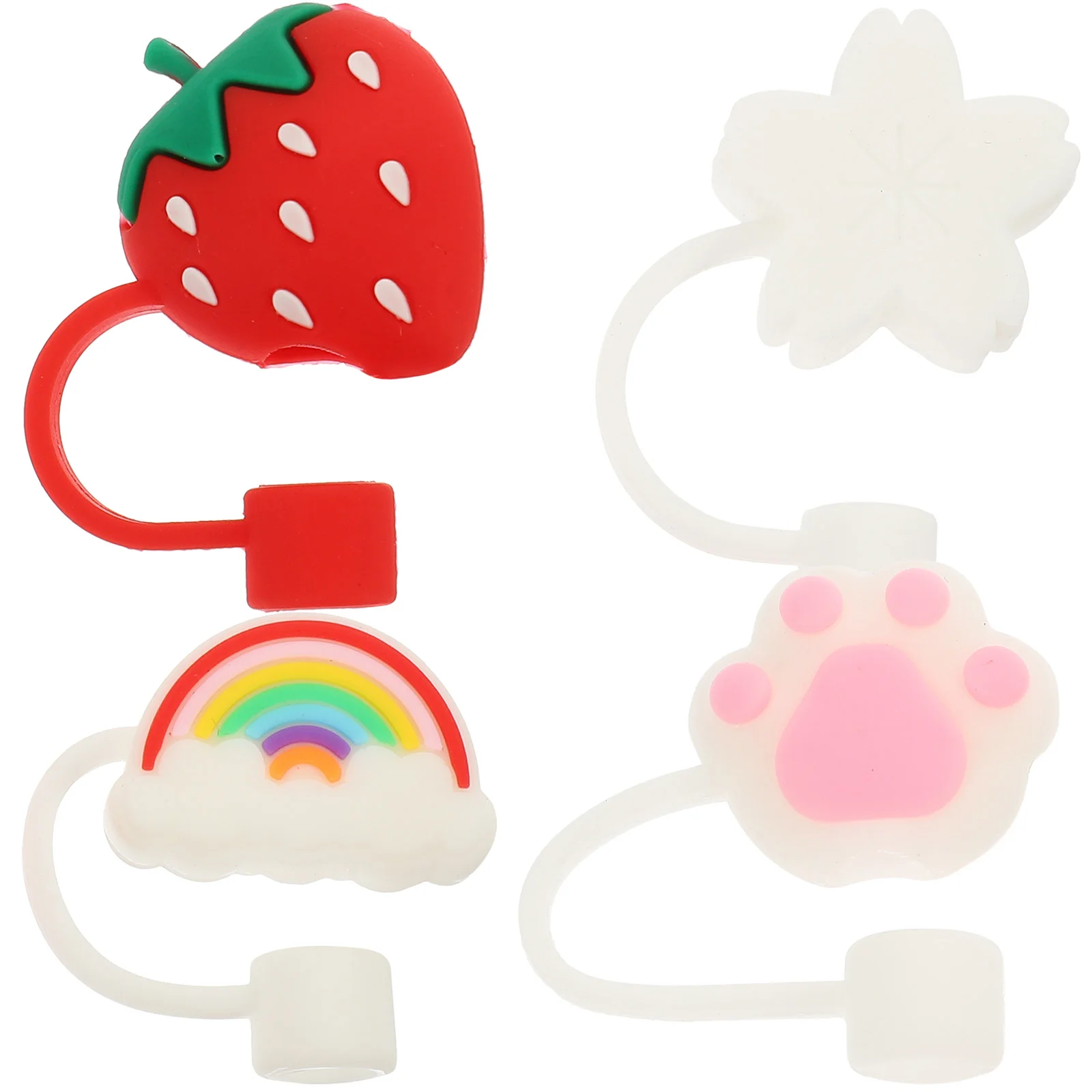 

4pcs Straw Cover Cup Leakproof Straw Hole Plug Strawberry Protector Caps