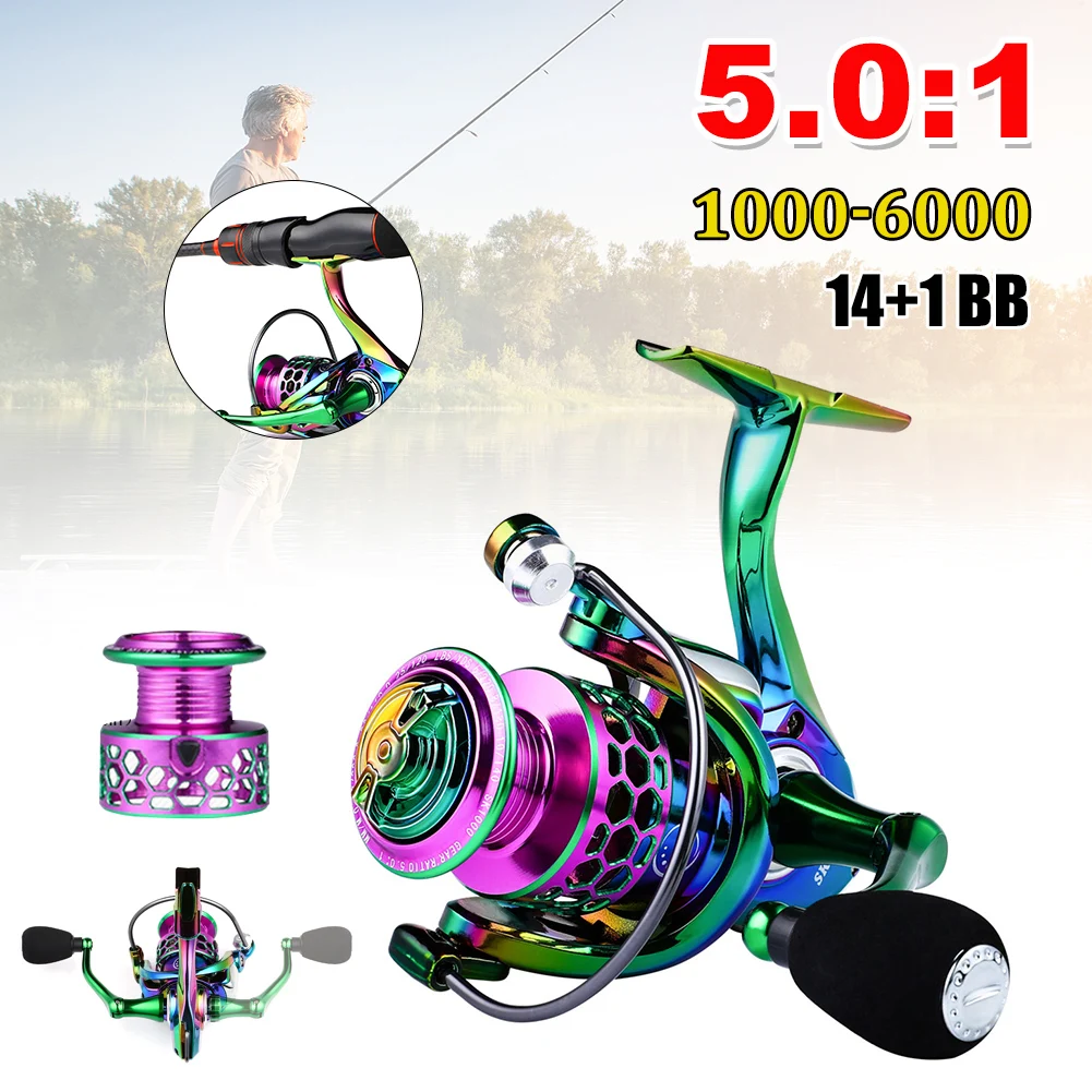 

1000-7000 Serie Fishing Reel Spinning Drag System 10Kg Max Drag Wheel Metal Line Cup Rheel Rainbow Spool Fishing Tackle Reel