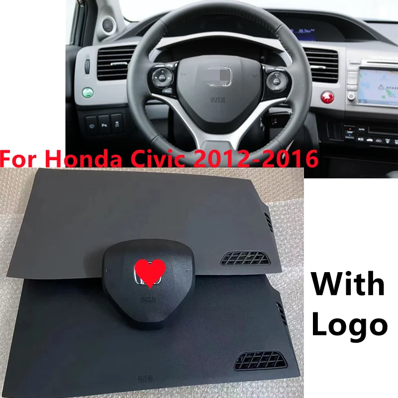 

For Honda Civic 9th 2012-2016 Steering Wheel Cover with Logo Emblem Dashboard Panel