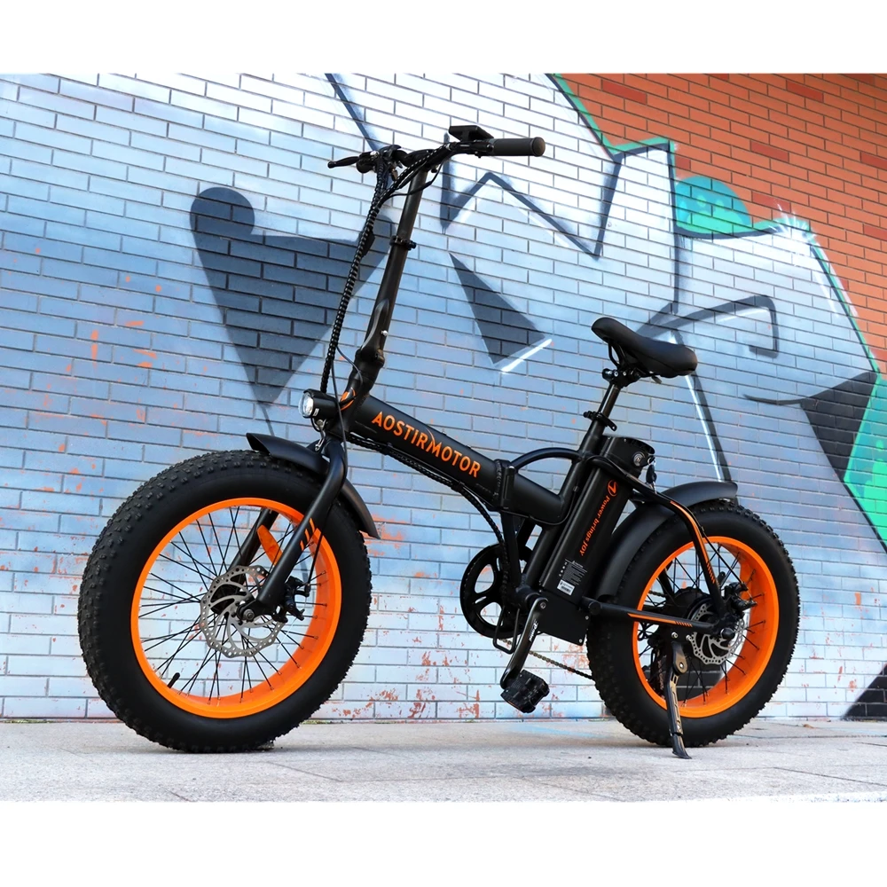 AOSTIRMOTOR A20 Folding Ebike 500W Electric Mountain Bike 20Inch 4.0 Fat Bike For Adult 36V 13Ah Removable Battery Beach Bicycle images - 6