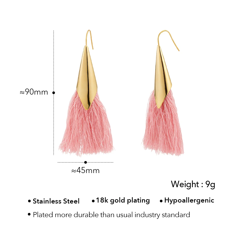 Фото ENFASHION Aretes De Mujer висячие длинные серьги с кисточками для женщин из нержавеющей стали, модные модные уличные украшения E1013 №2