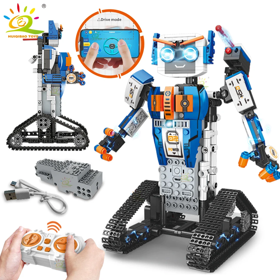 

HUIQIBAO 447Pcs High-tech RC Robot Building Blocks City Remote Control Motor Bricks Moc Intelligent Constuction Toy For Children