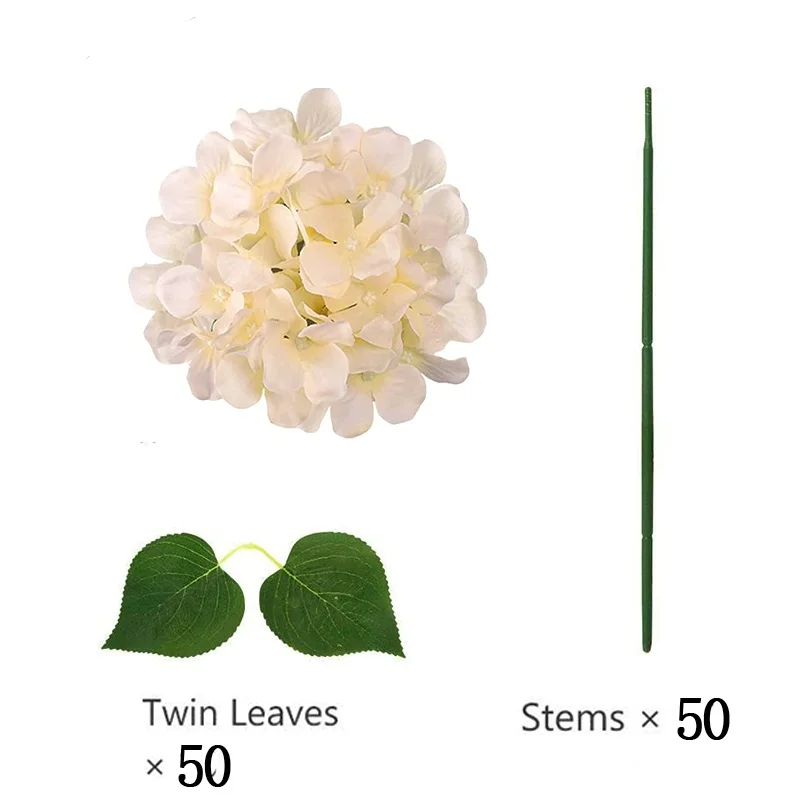 Искусственные цветы гортензии шелк 50 шт