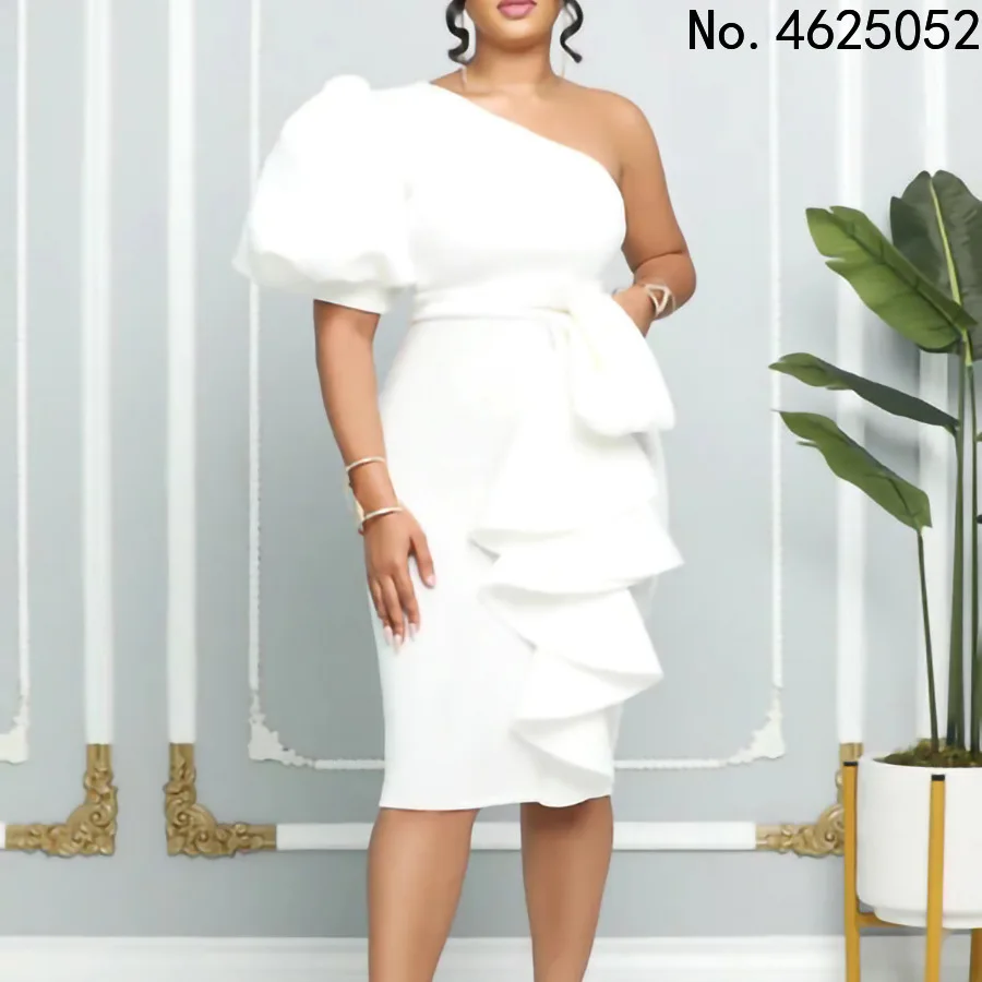 

Африканские платья для женщин, лето-осень, африканская одежда, на одно плечо, с коротким рукавом, сексуальное прозрачное облегающее платье, ...