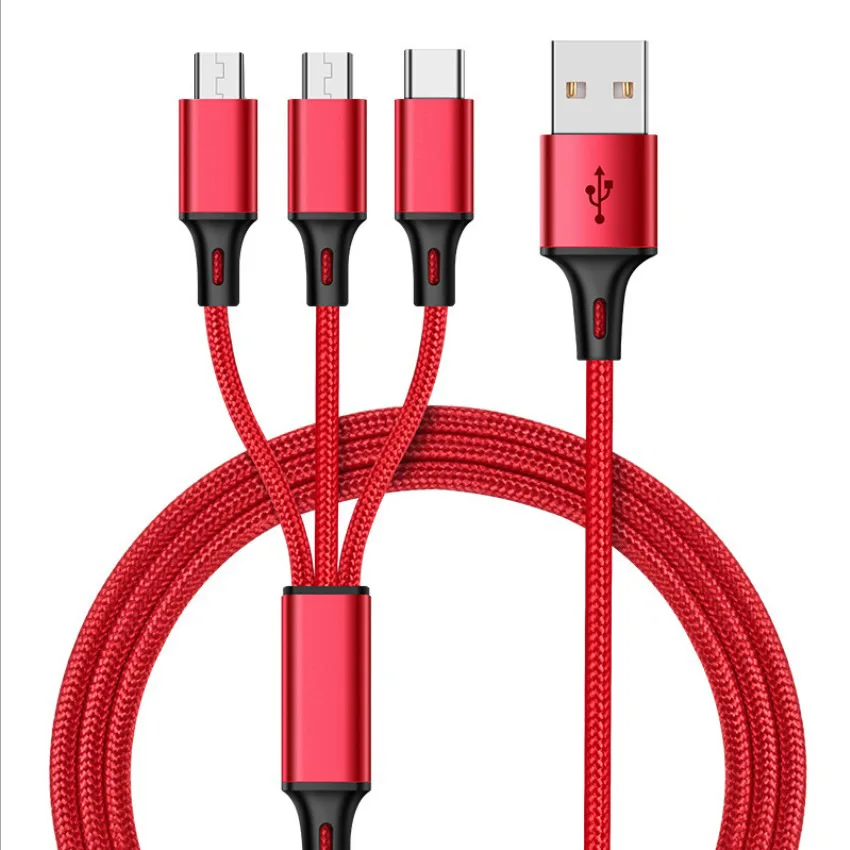 3 In 1 Micro USB Type C Charger Cable Multi Usb Port Multiple Charging Cord Usbc Mobile Phone Wire For Samsung S10 HOT SALE | Мобильные