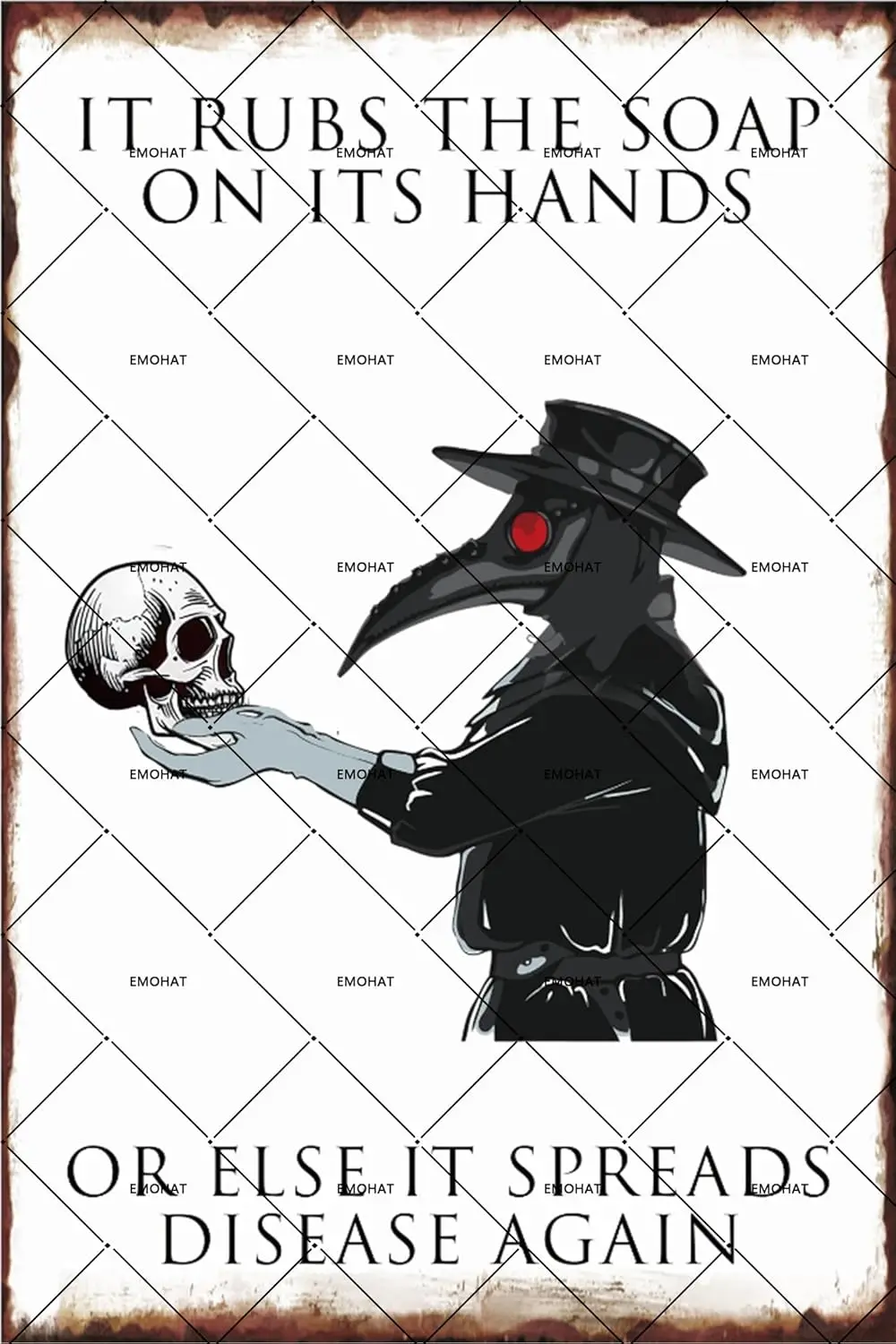 EMOHT Funny Vntge Metl Tn Sgns Wsh Your Hnd Plgue Docr t Rubs The Sop On ts Hnds Готический декор Ретро Плакат для