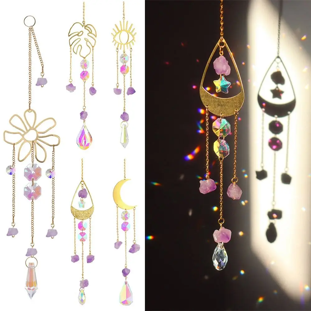 

Ornaments Sunlight Refraction Wind Chime Hanging Decoration Rainbow Prisms Crystal Pendant Sun Catchers Flower Leaf