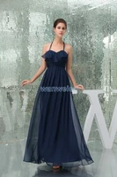 vestido de festa free shipping 2015 new design formal gowns ruffles pleat a line custom halter chiffon long evening dress
