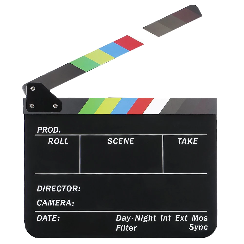 Dry Erase Director's Film Movie Clapboard Cut Action Scene Clapper Board Slate with Colorful Sticks