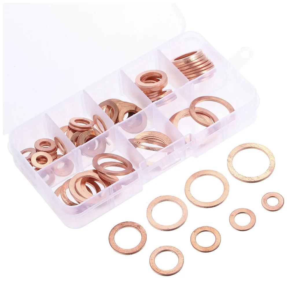 

120 Pieces Solid Copper Washer Portable Professional Spacer Automobile Electric Generator Replacing Engine Gasket Accessories