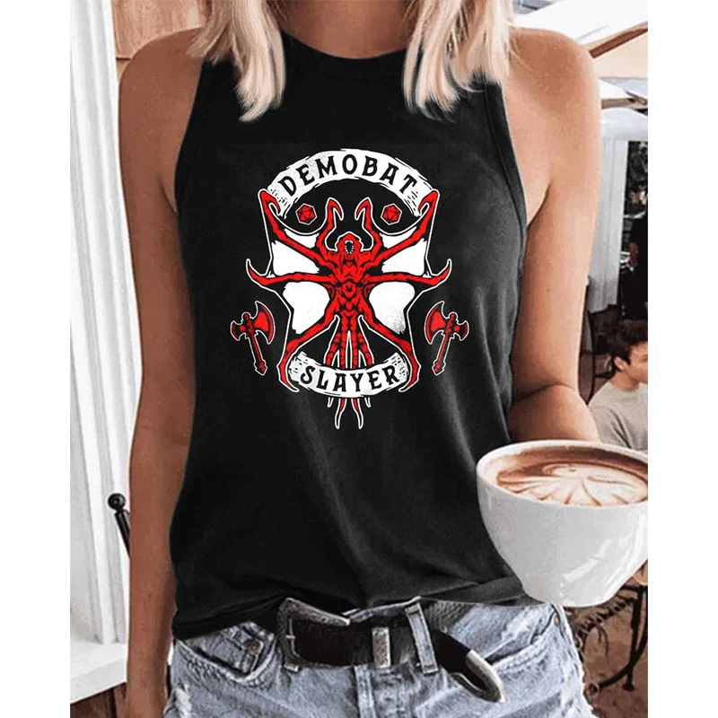 

Rheaclot Demobat Slayer Stranger Things Women's Cotton Summer Tops